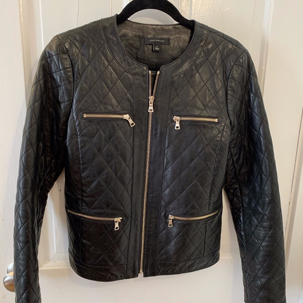 Ann Taylor Quilted Leather Jacket
